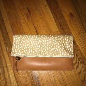 Margot Foldover Clutch in Tan Ladybug Hair